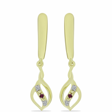  Arannyal Bevont Ezüst Fülbevaló Bíbor Gyémánttal és Fehér Gyémánttal, Y59926 fülbevaló