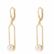  Arannyal Bevont Ezüst Fülbevaló Fehér Édesvízi Gyönggyel, ROS518 fülbevaló