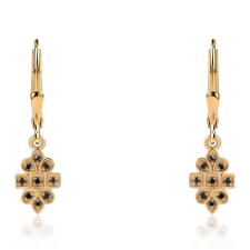  Arannyal Bevont Ezüst Fülbevaló Fekete Gyémánttal, ROS770 fülbevaló
