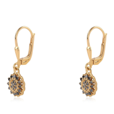  Arannyal Bevont Ezüst Fülbevaló Fekete Gyémánttal, ROS896 fülbevaló