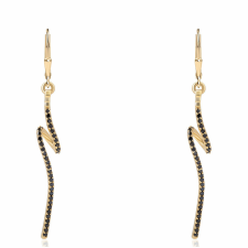 Arannyal Bevont Ezüst Fülbevaló Fekete Spinellel - Elegáns, 50mm fülbevaló