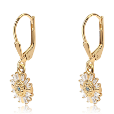  Arannyal Bevont Ezüst Fülbevaló Kék Gyémánttal és Fehér Topázzal, ROS605 fülbevaló