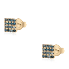  Arannyal Bevont Ezüst Fülbevaló Kék Gyémánttal, ROS521 fülbevaló