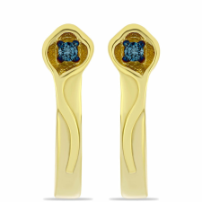  Arannyal Bevont Ezüst Fülbevaló Kék Gyémánttal, Y62842 fülbevaló