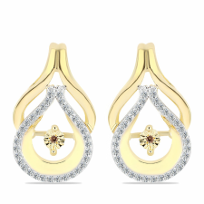  Arannyal Bevont Ezüst Fülbevaló Kognak Gyémánttal és Fehér Topázzal, Y61706 fülbevaló