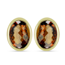  Arannyal Bevont Ezüst Fülbevaló Kognak Kvarccal, Y59053 fülbevaló