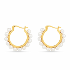  Arannyal Bevont Ezüst Fülbevaló Krém Édesvízi Gyönggyel, TGJ0219 fülbevaló