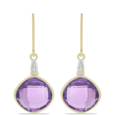  Arannyal Bevont Ezüst Fülbevaló Marokkói Ametiszttel és Fehér Topázzal, Y54399 fülbevaló