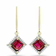  Arannyal Bevont Ezüst Fülbevaló Rhodolit Gránáttal és Fehér Topázzal, Y63067 fülbevaló