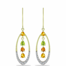  Arannyal Bevont Ezüst Fülbevaló Rosebery Szivárvány Zafírral és Fehér Topázzal, Y60408 fülbevaló