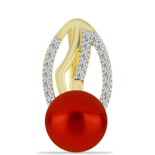  Arannyal Bevont Ezüst Fülbevaló Vörös Édesvízi Gyönggyel és Fehér Topázzal, Y58424 fülbevaló