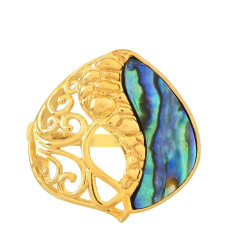  Arannyal Bevont Ezüst Gyűrű Abalone Kagylóval, PCY9432/54 gyűrű
