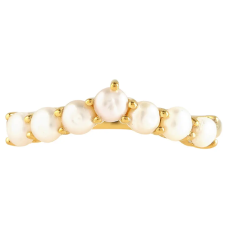  Arannyal Bevont Ezüst Gyűrű Barokk Édesvízi Tenyésztett Gyönggyel, PCY11629/52 gyűrű