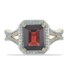  Arannyal Bevont Ezüst Gyűrű Barton Gránáttal és Fehér Topázzal, Y54309/54