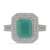  Arannyal Bevont Ezüst Gyűrű Brazil Smaragddal és Fehér Topázzal, Y47537/54