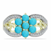 Arannyal Bevont Ezüst Gyűrű Csipkerózsika Türkizzel és Fehér Topázzal, Y60536/57