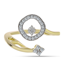  Arannyal Bevont Ezüst Gyűrű Fehér Gyémánttal és Fehér Topázzal, Y63054/54 gyűrű