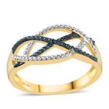  Arannyal Bevont Ezüst Gyűrű Kék Gyémánttal, ROS220/57 gyűrű