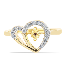  Arannyal Bevont Ezüst Gyűrű Kognak Gyémánttal és Fehér Topázzal, Y61687/57 gyűrű