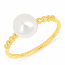  Arannyal Bevont Ezüst Gyűrű Krém Édesvízi Gyönggyel, TGJ0204/54 gyűrű