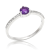  Arannyal Bevont Ezüst Gyűrű Marokkói Ametiszttel és Fehér Topázzal, XMP070/54