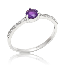 Arannyal Bevont Ezüst Gyűrű Marokkói Ametiszttel és Fehér Topázzal, XMP070/54 gyűrű