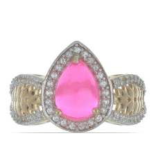 Arannyal Bevont Ezüst Gyűrű Pink Opállal és Fehér Topázzal, Y47427/57 gyűrű