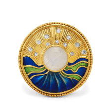  Arannyal Bevont Ezüst Gyűrű Szivárvány Holdkővel és Fehér Topázzal, ALCNK41/52 gyűrű