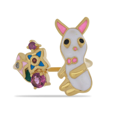  Arannyal Bevont Ezüst Gyűrű Tűzzománccal és Barton Gránáttal, Y53282/57 gyűrű