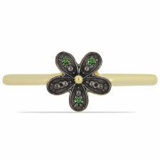  Arannyal Bevont Ezüst Gyűrű Zöld Gyémánttal, Y60801/57 gyűrű