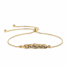  Arannyal Bevont Ezüst Karkötő Fekete Gyémánttal, ROS895 karkötő