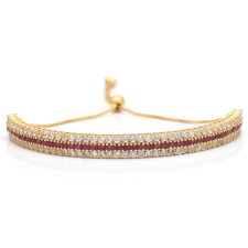  Arannyal Bevont Ezüst Karkötő Madagaszkári Rubinnal és Fehér Topázzal, XMP099 karkötő