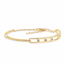 Arannyal Bevont Ezüst Karkötő Vörös Gyémánttal és Fehér Gyémánttal, ROS437 karkötő