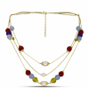  Arannyal Bevont Ezüst Nyaklánc Bíbor Jádéval és Ural Citrinnel, Y59674