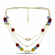 Arannyal Bevont Ezüst Nyaklánc Bíbor Jádéval és Ural Citrinnel, Y59674 nyaklánc