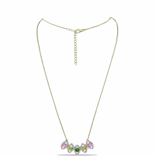  Arannyal Bevont Ezüst Nyaklánc Csakra Tourmalinnal és Fehér Topázzal, Y60857 nyaklánc