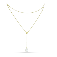  Arannyal Bevont Ezüst Nyaklánc Fehér Édesvízi Kagylógyönggyel, Y61513 nyaklánc