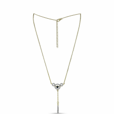  Arannyal Bevont Ezüst Nyaklánc Kék Táncoló Gyémánttal és Fehér Topázzal, Y61246 nyaklánc