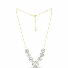  Arannyal Bevont Ezüst Nyaklánc Kognak Gyémánttal és Fehér Topázzal, Y61720 nyaklánc