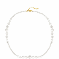  Arannyal Bevont Ezüst Nyaklánc Krém Édesvízi Gyönggyel, TGJ0220 nyaklánc