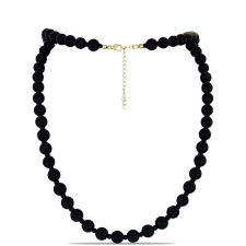  Arannyal Bevont Ezüst Nyaklánc Suwari Fekete Onixszal, Y60324 nyaklánc
