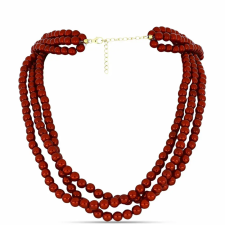  Arannyal Bevont Ezüst Nyaklánc Vörös Édesvízi Gyönggyel, Y60281 nyaklánc