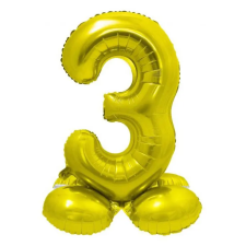  Arany 3-as Gold szám fólia lufi talppal 72 cm party kellék