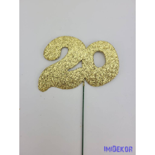  Arany csillámos szám drót pálcán - 20 dekorációs kellék