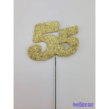  Arany csillámos szám drót pálcán - 55 dekorációs kellék
