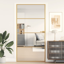 arany edzett üveg alumínium vékony beltéri ajtó 102,5x201,5 cm építőanyag