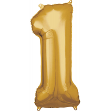 Arany Gold óriás 1-es szám fólia lufi 83x38 cm party kellék