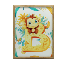ARANY KERETES PLAKÁT FALRA MERRY MONKEY LETTER B 70x100 CM grafika, keretezett kép