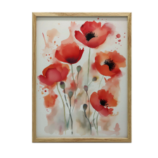 ARANY KERETES PLAKÁT FALRA PIROS MÁK Akvarell 30x40 CM grafika, keretezett kép