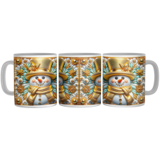 Arany Porcelán Hóember - 3D Mintás Bögre bögrék, csészék